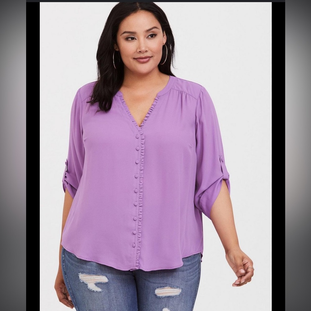 Torrid Harper - Lavender Ruffle Georgette Blouse Size 2
